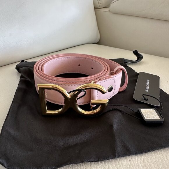 NEW Dolce&Gabbana Belt Pink Leather 100% Authentic 115 Cm - Picture 2 of 7
